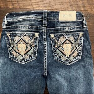 Miss me Y2K longhorn bling embellished pocket mid rise blare denim jeans 26